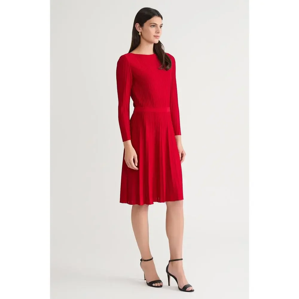 Ming Wang Fit-N-Flare Tonal Stitch Knit midi Dress red sz small $275